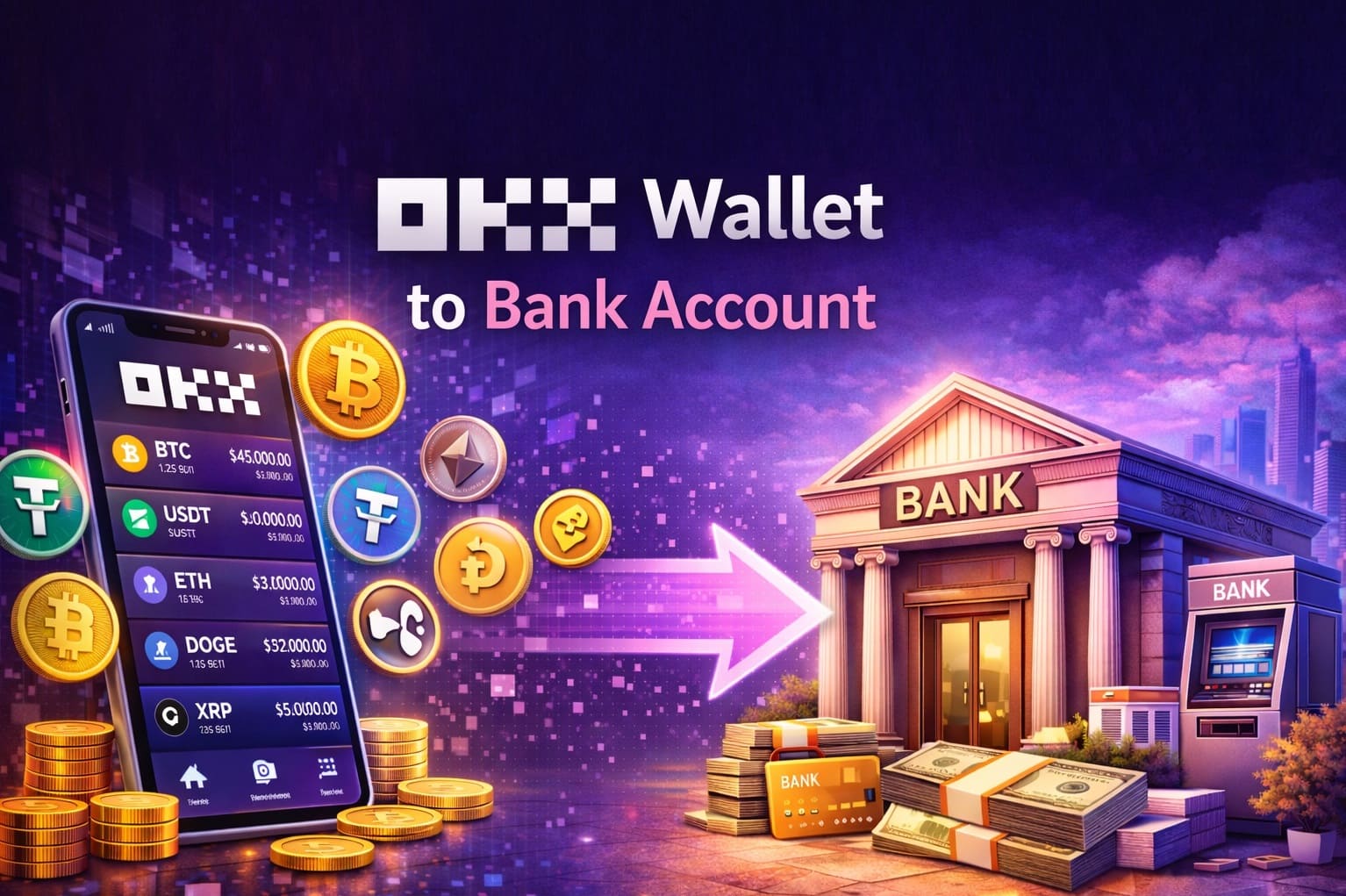 Convert Cryptocurrency to Cash From OKX Wallet to Bank Account Transfer instantly